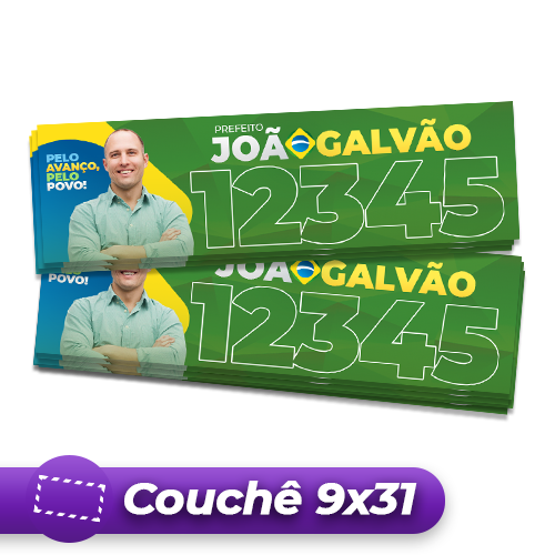 Adesivo Retangular Couchê | Pequeno | 9x31cm 