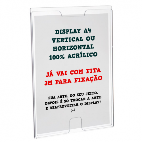 Display de Parede Acrílico | A4 | 4/0